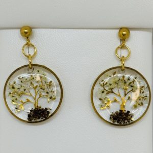 Boucles d’oreilles Arbre de vie terre – Doré