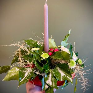 Petit Centre de table de Noël avec bougie taille S – Flormandise