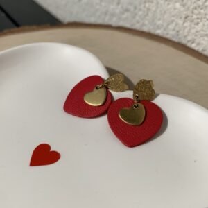 Boucles d’oreilles « Cœurs Rouge » en Acier Inoxydable