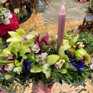 Grand centre de table avec bougie – 35-40 cm – Couleur au choix