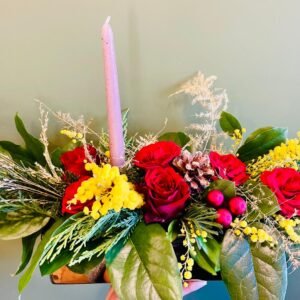 Centre de table avec bougie – 25 cm – Couleur au choix
